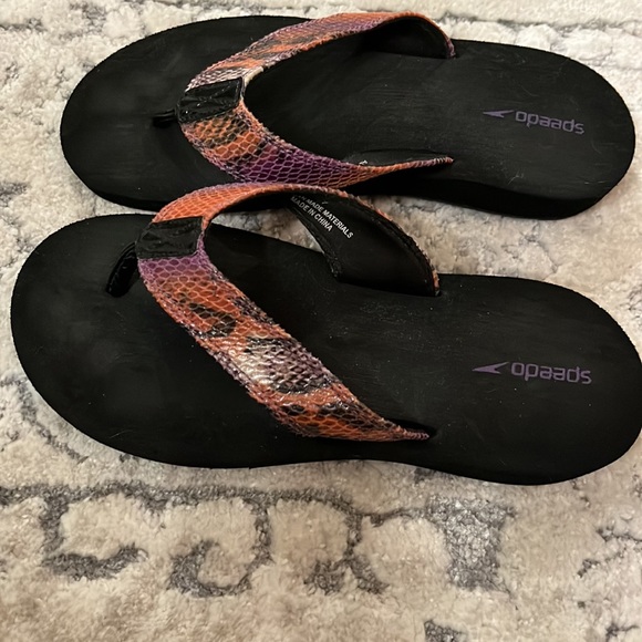 Speedo purple and orange snakeskin print flip flop padded sandal - Picture 8 of 17